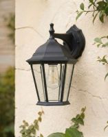 Digital Illustration of the Digital Illustration of the Black Hampton Traditional Wall Light Mounted on a Cream Coloured Garden Wall