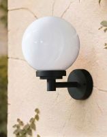 Digital Illustration of the Elmbridge Traditional Globe Wall Light Mounted on a Sunny White Garden Walll
