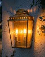 Digital Illustration of the Georgian Style "Twin-Light" Brass Wall Light Lit up at Night