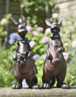 Digital Illustration of the Kangaroo Family Garden Statues in Front of Hydrangea Plants Digital Illustration of the Kangaroo Family Garden Statues in Front of Hydrangea Plants