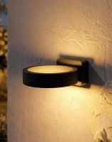 Digital Illustration of the Modern Black LED Ring Wall Light Lit up at Night