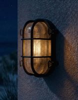 Digital Illustration of the "Newhaven" Nautical Bulkhead Wall Light Lit up at Night