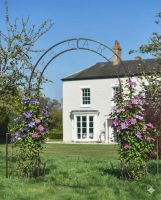 Digital Illustration of the Ornate "Herb Garden" Natural Lacquer Rose Arch with Flowers