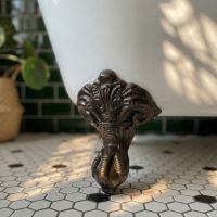 Digital Illustration of the “Royal Paisley” Ornate Ball & Claw Bath Feet Mounted on a White Bath Slightly Zoomed Out View