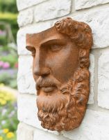 Digital Illustration of the Rustic Cast Iron "Adonis Greek" Exterior Wall Art Displayed on a White Brick Wall Digital Illustration of the Rustic Cast Iron "Adonis Greek" Exterior Wall Art Displayed on a White Brick Wall