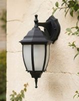 Digital Illustration of the Small Black Version of the Traditional "Winter Frost" Aluminium Victorian Top Fix Wall Lantern Mounted on a White Coloured Exterior Wall