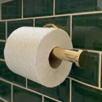 Digital Illustration of the Brass Version of the Toilet Roll Holder Button End With a Toilet Roll Seen Close up