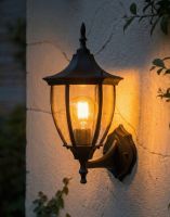 Digital Illustration of the Traditional "Chelsea Row" Bottom Fix Outdoor Wall Lantern Lit up at Night