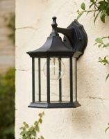 Digital Illustration of the Traditional "Crawford Rise" Top Fix Wall Lantern Fixed to a Cream Coloured Garden wall