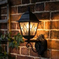 Digital Illustration of the Traditional Black Victorian Wall Lantern on a Ornate Bracket in Situ in the Dark