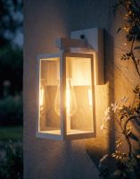Digital Illustration of the White Version of the Davenport Garden Wall Light Lit up at Night