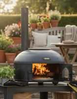 Digital Illustration of the Wood-Fired Dome Oven Fully Lit with a Pizza Cooking Inside Digital Illustration of the Wood-Fired Dome Oven Fully Lit with a Pizza Cooking Inside