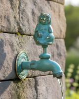 Digital illustration of Verdigris Water Nymph Garden Tap with water flowing out of tap