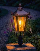 Digital Ilustration of the 83cm Copper Victorian Pillar Light and Lantern Set Mounted on a Stone Garden Wall Pillar and Lit up at Night Digital Ilustration of the 83cm Copper Victorian Pillar Light and Lantern Set Mounted on a Stone Garden Wall Pillar and Lit up at Night