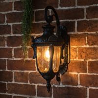 Digital representation of "Pennsylvania" Antique Bronze Ornate Standard Top Fix Lantern lit up at night