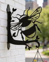 Digital representation of Bumblebee Hanging Basket Bracket mounted on a white brick wall