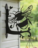 Digital representation of Bumblebee Hanging Basket Bracket mounted white shed