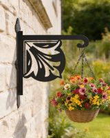 Digital representation of Retro Heavy Duty Iron Hanging Basket Bracket mounted on a brick wall