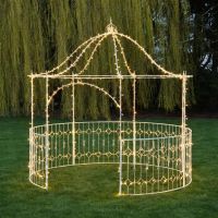 Digital representation of "The Countess" Gazebo with fairy lights at night