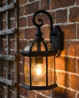 digital representation of Traditional "Ramona" Outdoor Top Fix Lantern lit up at night