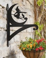 Digital representation of Witch Hanging Iron Basket Bracket mounted on a brick wall