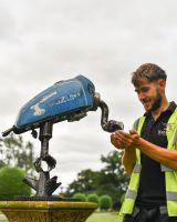Scale image of recycled metal art sculpture