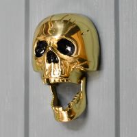 Polished Brass novelty skull door knocker 