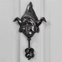 Black Elf Door knocker on Grey front door