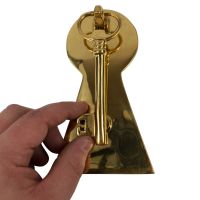 Polished Brass Key Door Knocker with Back Plate