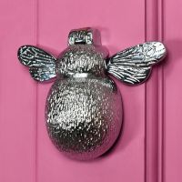 Bumble Bee Design Bee Door Knocker on a Pink Door