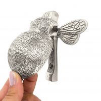 Bright Chrome Bumble Bee Door Knocker with hand