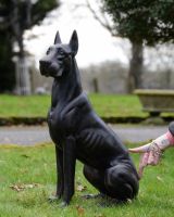 "Dutch" the Great Dane Cast Aluminium Graden Sculpture - Bronze and Copper to scale with hand in shot for reference