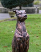 "Rocket" the Sitting Greyhound in Cast Aluminium - Copper close up of head