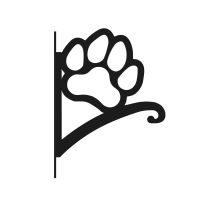 Dog Paw Print Hanging Basket Bracket on White Background