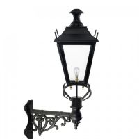 Black Dorchester Lantern on an Ornate Corner bracket Black Dorchester Lantern on an Ornate Corner bracket