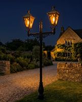 Double headed Gothic Lamp post digital illustration at night