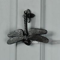 Dragonfly Door Knocker - Cast Iron On Grey Door Dragonfly Door Knocker - Cast Iron On Grey Door