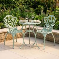 Mint Green Cast Aluminium "Classic Victoria" Two Seater Bistro Set Digital Illustration