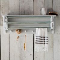 Off-White Extendable Wall Mounted Clothes Drying Rack