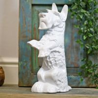 White finished novelty dog door porter
