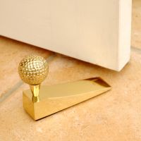 Solid Brass door wedge with gold ball finial Solid Brass door wedge with gold ball finial