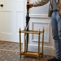 Antique Brass "Rectangle" Umbrella Holder with Male for Scale  Antique Brass "Rectangle" Umbrella Holder with Male for Scale