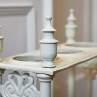 Close up of Antique Cream Umbrella Holder 