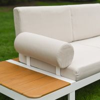 The "Evesham" 5-Seater Garden Furniture Set - Cream Arm Cushion Close Up The "Evesham" 5-Seater Garden Furniture Set - Cream Arm Cushion Close Up