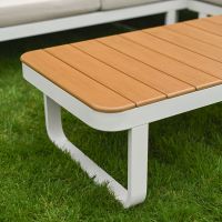 The "Evesham" 5-Seater Garden Furniture Set - Cream Table Close Up The "Evesham" 5-Seater Garden Furniture Set - Cream Table Close Up