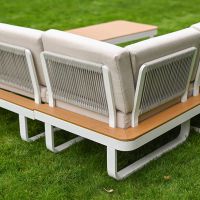 The "Evesham" 5-Seater Garden Furniture Set - Cream Back Of the Chairs Showing The Rope Design The "Evesham" 5-Seater Garden Furniture Set - Cream Back Of the Chairs Showing The Rope Design