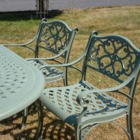 The "Eden" 6-Seater Outdoor Dining Set - Sage Green Two Chairs