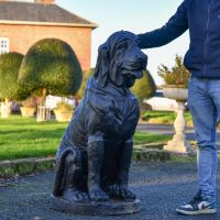 Black Sitting Bloodhound Garden Sculpture to Scale