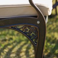 The "Valeriana" 6-Seater Outdoor Dining Set - Antique Copper Lower Chair Detail