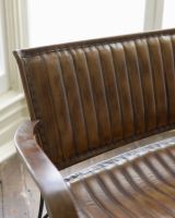 Traditional Brown Leather and Iron Two Seater Chair Back Rest